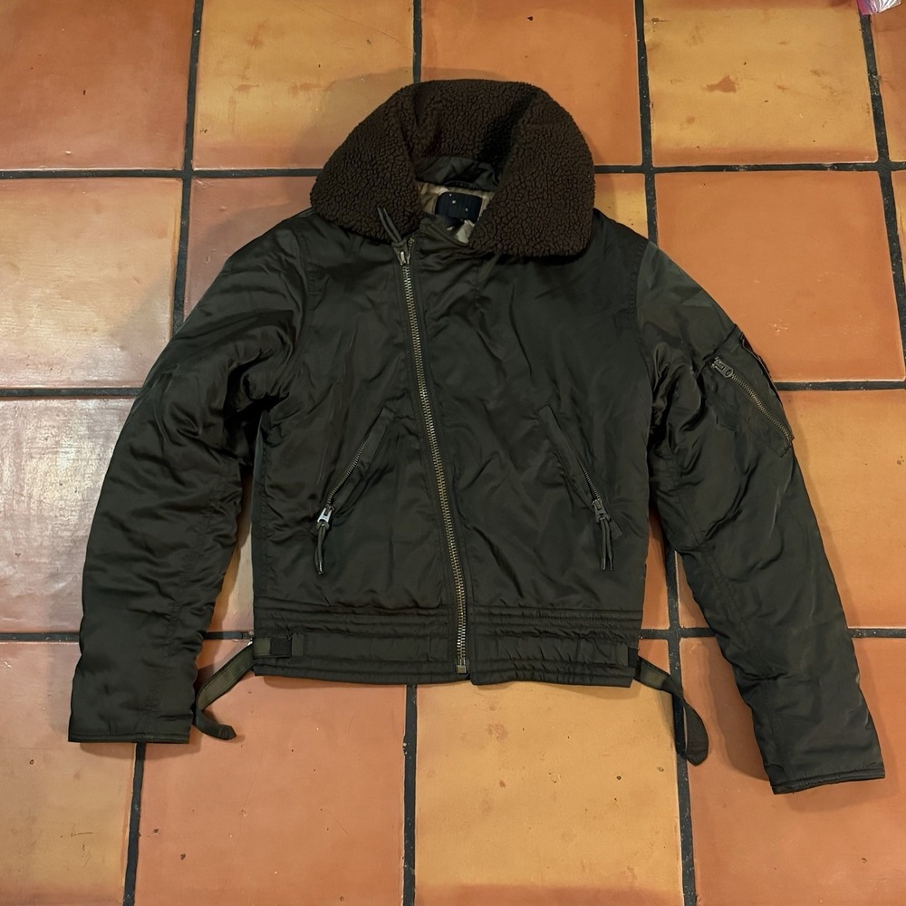 YMC You Must Create Sherpa Collar Flight Bomber Jacket Olive Size M